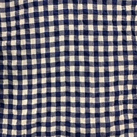 Papinelle Women's Medium Crop Top Button Up Short Sleeves Blue White Checkered - Picture 3 of 9